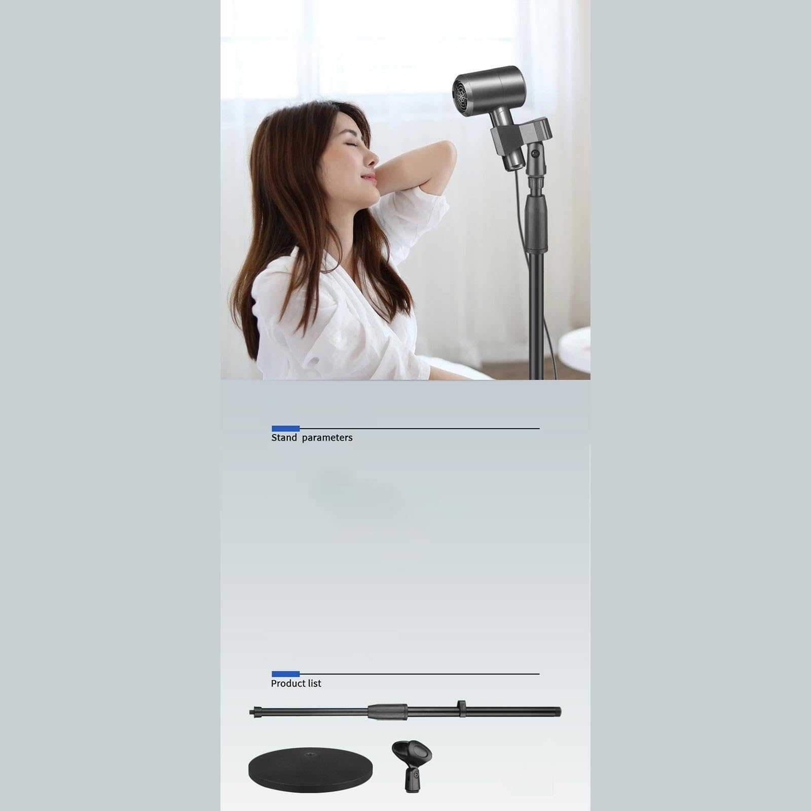 Soporte de micrófono vertical Base estable Base de disco redonda Grabación profesional y en Para vivo Resistente al desgaste Práctico soporte de suelo para micrófono