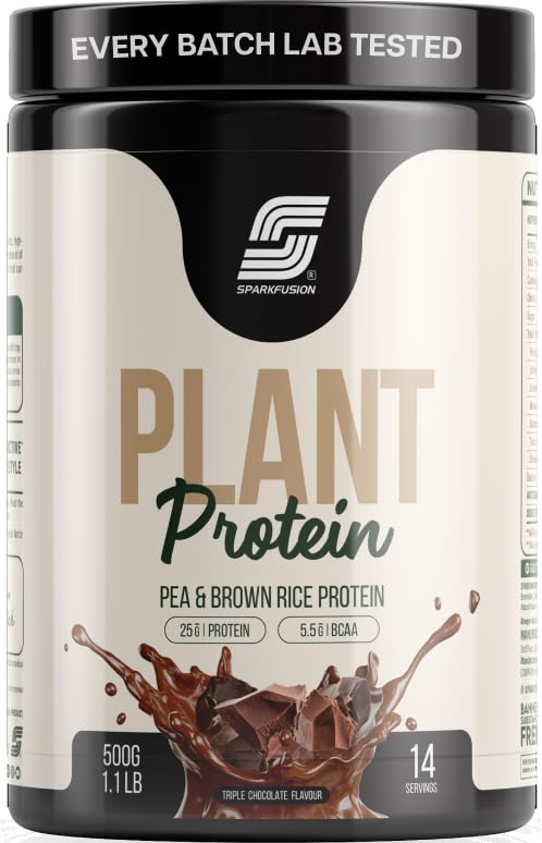 Plant Protein Powder| Isolated Pea & Brown Rice Protein|25 gm Protein & All Essential Amino Acids|Easy To Digest|For Active Lifestyle For Men & Women Triple Chocolate Flavour 500 gm