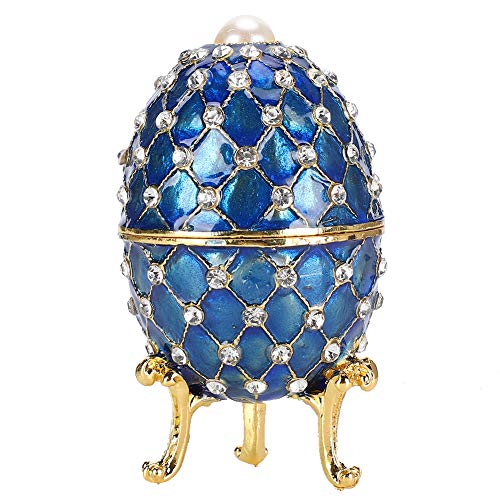 Huevo de Fabergé esmaltado, estilo retro europeo, adornos pintados dorados, caja de baratija de joyería, regalo único para decoración del hogar, el mejor adorno de su colección, para decoración Cover