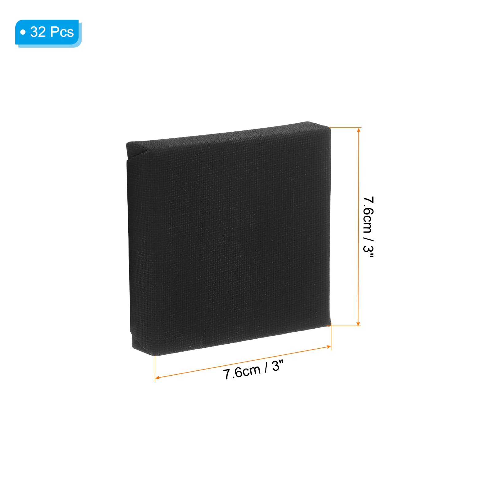 PATIKIL Lienzo estirado negro, 32 lienzos grandes de 7,6 x 7,6 cm para pintar lienzos en blanco de algodón imprimado para acrílicos, pinturas al óleo y acuarelas
