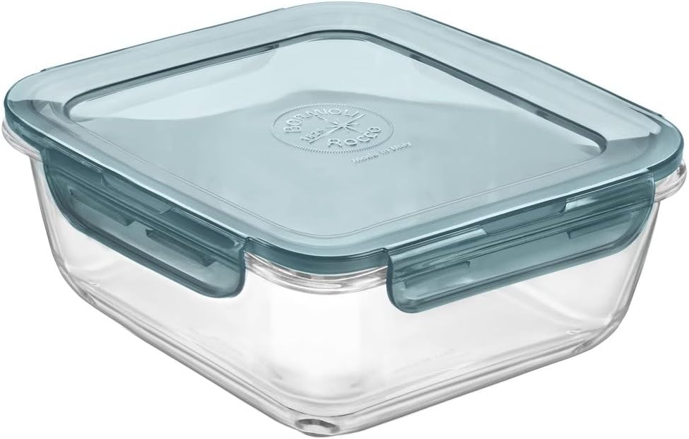 Bormioli Rocco Frigoverre Evolution Collection – 7-Inch Square Container – 1.4 Liter (47.25 oz.)- Grey