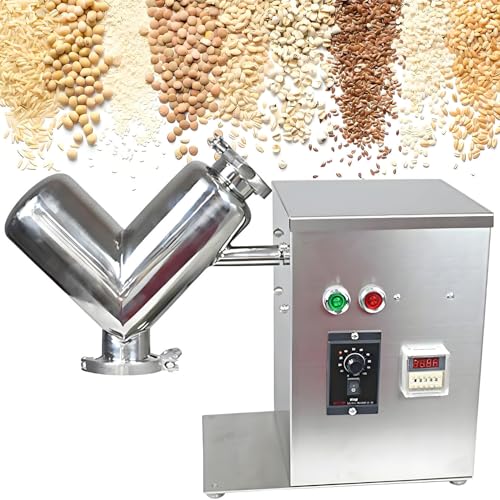 Nuxyyds 2L Mezcladora De Polvo Seco Tipo V, para Partículas De Medicina China, con Velocidad Y Tiempo Ajustables, para Piensos, Fertilizantes, Combustibles Y Polvos Medicinales