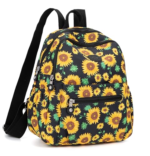 Image of Pealwel Mini Backpack Purse for Women,Small Nylon backpacks for Ladies Backpacks Women Anti Theft Travel Bag (Sun Flower)