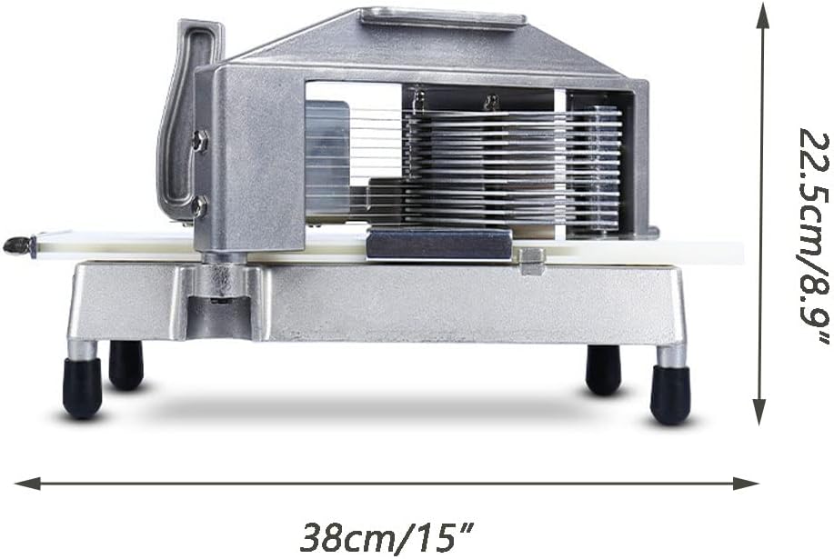 Heavy Duty Tomato Slicer Machine Manual Slicer Vegetable Cutter With Built-in Polyethylene Slide Board for Restaurant or Home Use (Aluminum Alloy Blade 1/4")