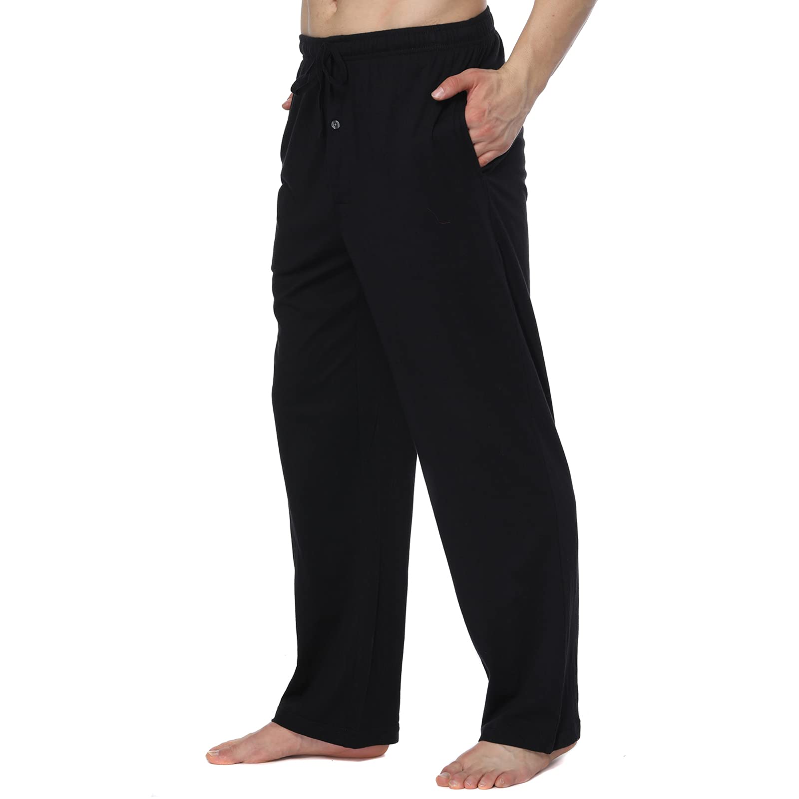 HomyComy Bas de Pyjama Homme 100% Coton Pantalon de Pyjama à Carreaux Vêtements de Nuit avec Poches à Cordon