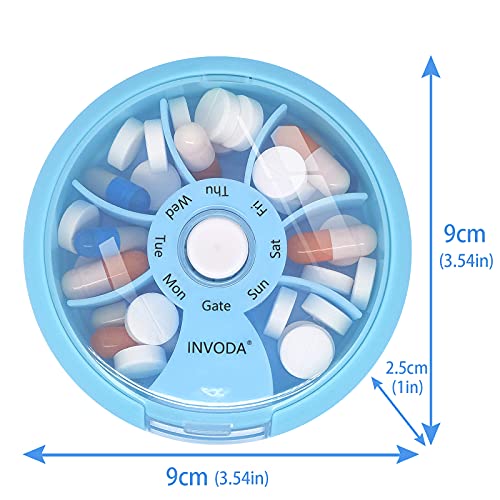 Weekly Pill Organizer 7 Compartments Daily Pill Box Travel Small Pill Container Portable Pill Case Fish Oil Supplements Vitamins Organizer (Sky Blue) #TOP4