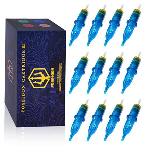 Poseidon V3 Tattoo Cartridge Needles 50Pcs Mixed Size Steriled Needles With Membrane Safety Cartridges Round Liner Mixed 3Rs 5Rs 7Rs 9Rs 11Rs (50Pcs #12 Standard Rs) #TOP11
