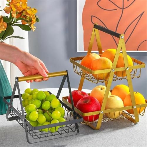 Frutero para cocina de metal dorado: cesta rectangular exclusiva para alimentos 6