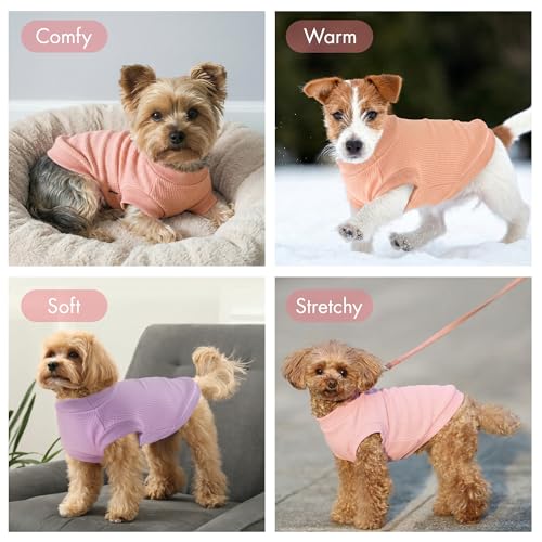 Image of 3 Pack Dog Shirt for Small Supplies Functional Waffle Dog Clothes Warm Soft Sweatshirt Outfit for Dogs Cats Pet Apparel