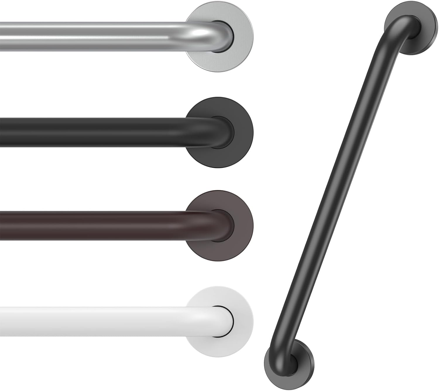 16 Inch Grab Bars for Wall Black, Safety Shower Grab Bars for Seniors Elderly Handicapped, Handicap Grab Bars for Shower with Concealed Screws, Tesuchan