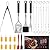 Grill Accessories Kit, Grill Tool Set with 4-in-1 BBQ Spatula, Fork, Grill Tongs, Grill Grush, Skewers, Silicone Corn Holders, Silicone Brush, Grilling Gift Set for Men and Women