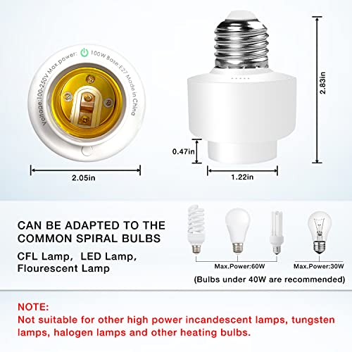 Belvusef Smart Light Bulb Socket,E26/E27 Wifi Light Bulb Adapter Compatible With Alexa And Google Home,Wireless Voice Control Bulb Timer,Only Support 2.4Ghz Network,App Control #TOP1