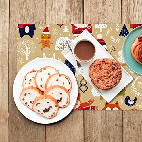 Set de table tissu Oxford lavable rigide et résistant pour décoration Noël