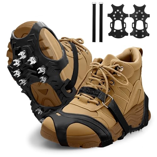 Bellanova 11 Dents Crampons pour Chaussures de Randonnée, Outdoor Crampon pour la Neige pour Chaussures de Randonnée et Bottes, 35–48 EU, avec Sangles de...