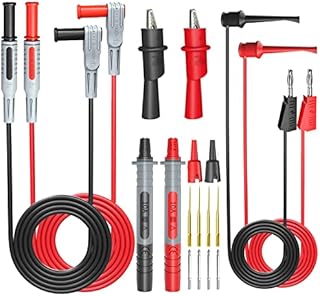 Cleqee Multimeter Test Leads Kit 18PCS Electronic Test Probe Accessory includes Safety Alligator Clips Banana Plug to Test Hook Cable Replaceable Needles