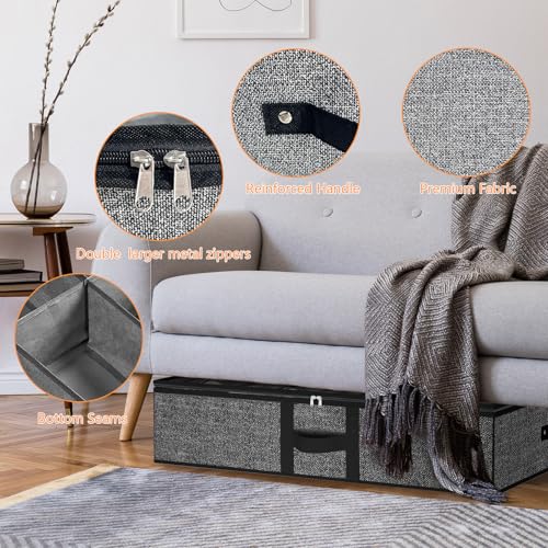 Image of homyfort Under Bed Shoe Storage Organizer Fits 16 Pairs Shoes and 4 Pairs Boots, Underbed Shoe Storage Boxes Bins, Organizador De Zapatos, Extra Large Zapateras Organizer for closet, Black, Set of 2