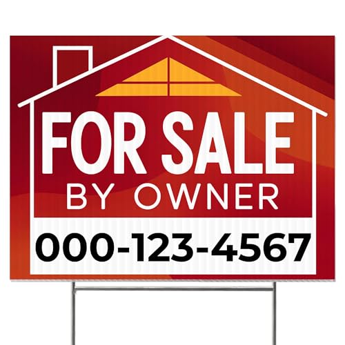 24x18 Custom For Sale by Owner Yard Sign with Stakes Personalized House for Sale Sign with Text Corrugated Real Estate Signs for Outdoors Design 5