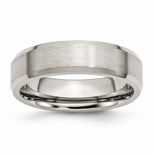 Solid Titanium Beveled Edge 6mm Matte Brushed Finish and Plain Classic Wedding Band Ring Comfort-Fit