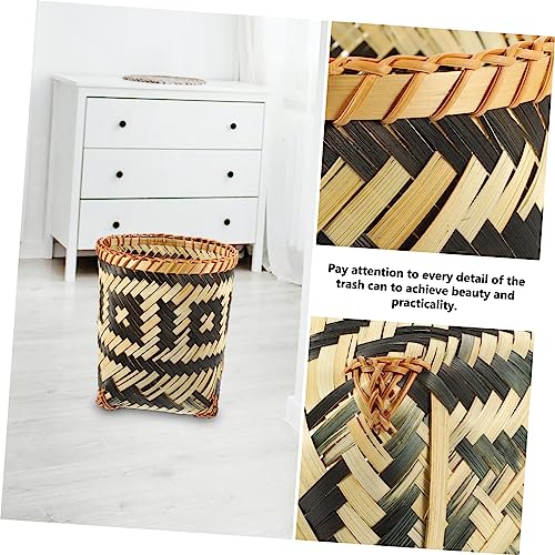 Caneca decorativa de bambú tejida rectangular miniatura 4