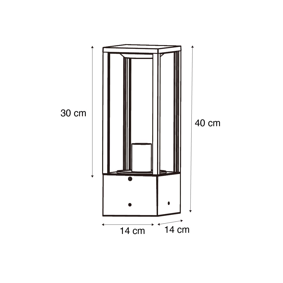 Qazqa Modern außen Pollerleuchte, Wegeleuchte, Pollerlampe für den Garten - Charlois - Schwarz mit Rauchglas, max. 40W, Geeignet für LED, 40cm, IP44, Rechteckig