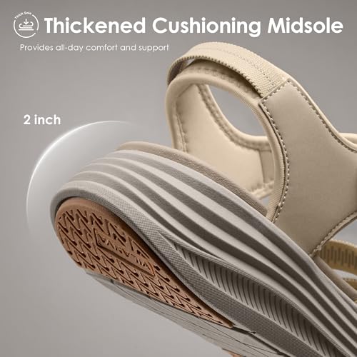 Vilanva Vilanva Women's Comfortable Orthopedic Platform Walking Sandals with Arch Support Adjustable Buckle Cushioned Midsole for Plantar Fasciitis Relief Casual Sport Summer Outfits