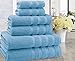 American Soft Linen 100% Carde Cotton 6 Piece Towel Set, 590 GSM Heavy Weight Soft Absorbent Turkish Towels for Bathroom, Light Blue
