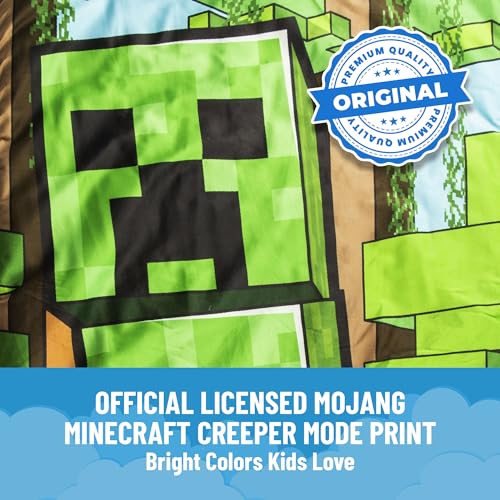 Image of Jay Franco Kids Slumber Bag and Pillow - 54 x 27 Inch Comfy Indoor Sleeping Bag for School and Sleepovers, 2 Piece Set, Green - Minecraft