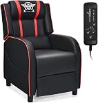 Giantex Gaming Recliner Chair, Adjustable Massage Gaming Chairs for Adults, Ergonomic Comfortable Lounge Leather Sofa w/Footrest, Remote Control, Side Pocket, Racing Style Single Sofa Recliners, White