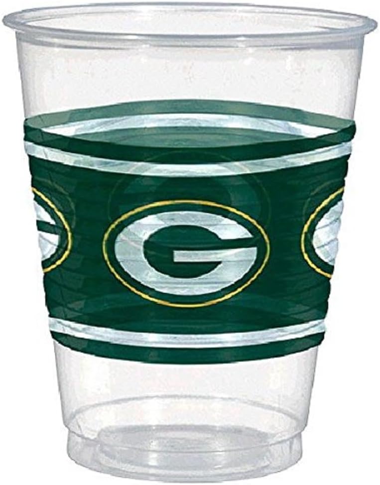 Green Bay Packers Plastic Cups (Pack of 25) - 16 oz. - Perfect for Game Day, Tailgates & Refreshing Drinks