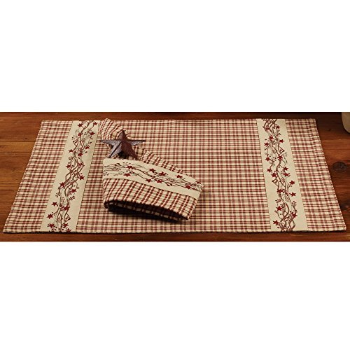 Farmhouse Berry Country Plaid 13 X 19 Cotton Embroidered Appliqued Placemats Set Of 4 #TOP10
