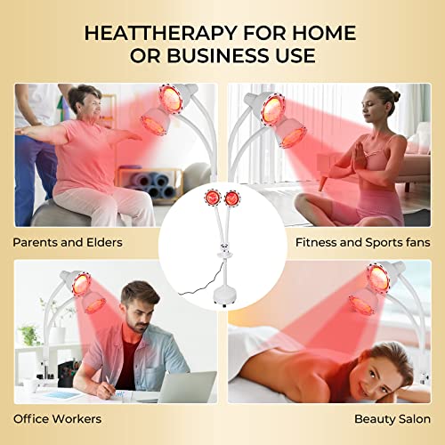 Varipowder Dual Head Infrared Lamp 275W Red Light Near Infrared Heat Lamp Device With Flexible Arm And Tray/Remove Control For Relieve Joint Pain And Muscle Aches #TOP5