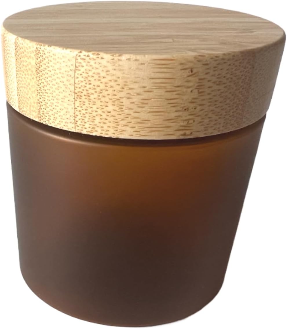 Empty Bamboo Lid Jar 5oz/150g 2 PACK,Refilable Plastic Round Cosmetic Containers for Powder,Body Butter,Cream,Lotion,Wide Mouth Makeup Sample Storage Pot Dispenser(Frost)