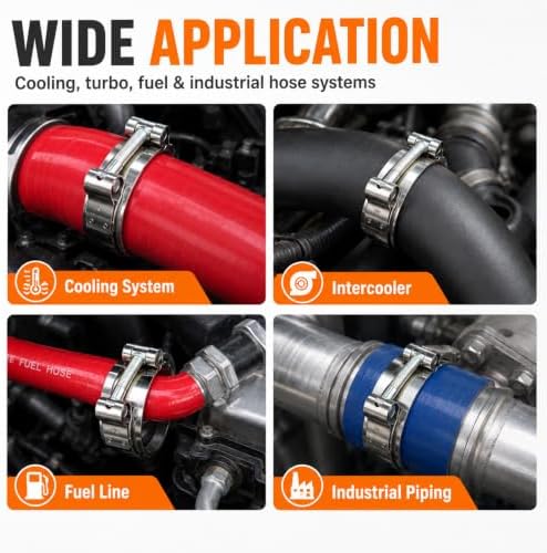 4PCS T-Bolt Hose Clamp, Turbo Intake Clamp, 51-57mm — 사진 4