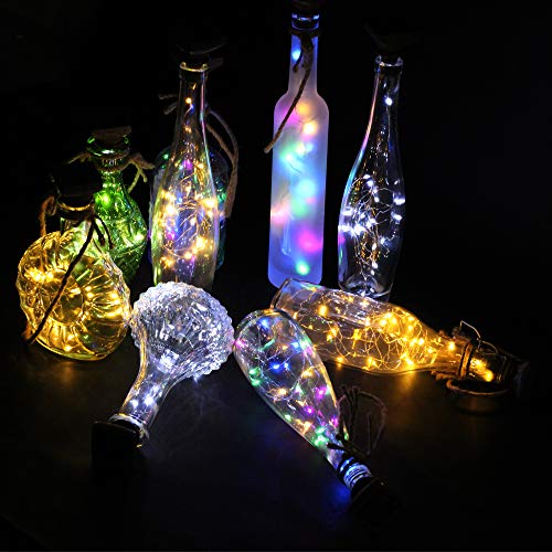 Znycye Upgraded 8 Pack Solar Powered Wine Bottle Lights 20 Led Colored Starry Cork Lights Fairy Cork String Craft Lights For Wedding Christmas Outdoor Holiday Garden Decor (Multi Color) #TOP4