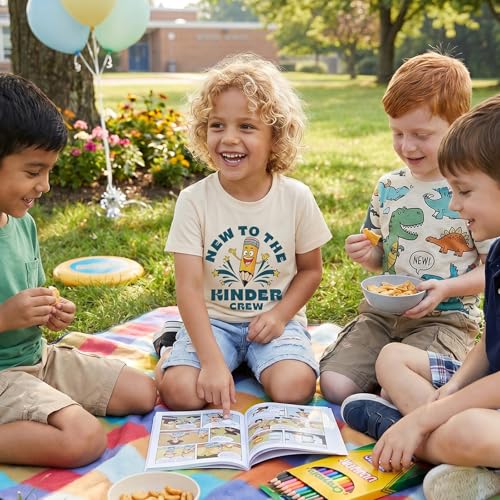 Canis First Day of Kindergarten Shirt for Boys Girls Hello Kingdergarten Pencil Dinosaur Toddler Kids Back to School Outfit(Beige Pencil,6-7T)