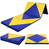 COSTWAY Weichbodenmatte 300 x 120 x 5 cm | Gymnastikmatte klappbar | Yogamatte verbindbar | Turnmatte groß | Klappmatte | Fitnessmatte Farbwahl (Gelb)