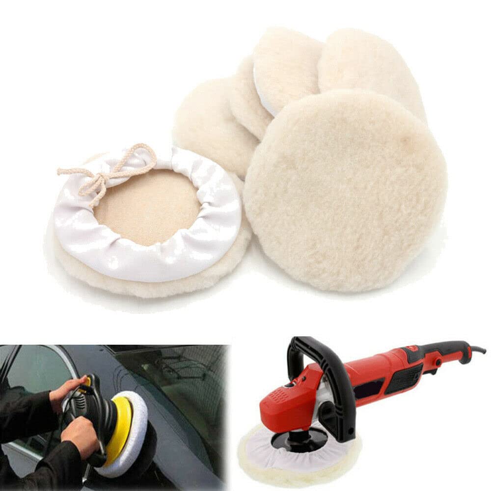 Irfora 6pcs 7-inch Buffing Pads Car Bonnet Buffing Waxing Pad Kit Buffer Polishing Polisher Pad Wool Buffering Pads for Drill Body Buffing & Polishing Pads