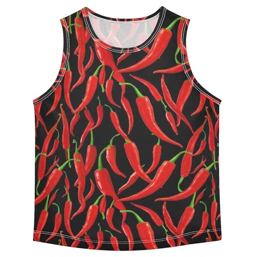 Toddler Tank Tops for Boys 3t Kids Tshirts Teen Red Chili Peppers Print Black Athletic Undershirt Youth Tees Custom