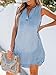 CUPSHE Women's Denim Mini Dress Jean Dresses V Neck Sleeveless Casual Summer Outfits 2025 Blue, Large