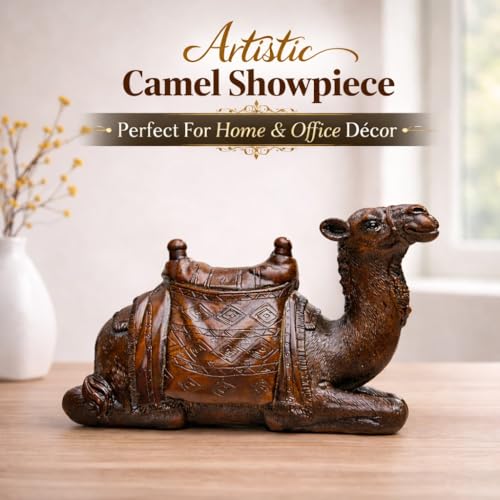 Image of ARMONIA Premium Camel Showpiece for Home Decor | Polystone Antique Dark Brown Rajasthani Camel Figurine Statue |Decorative Animal Sculpture for Living Room,Office Desk |Gift Item for Housewarming 17cm