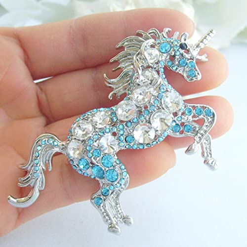 Image of Unique Animal Unicorn Horse Brooch Pin Pendant Austrian Crystal BZ6172