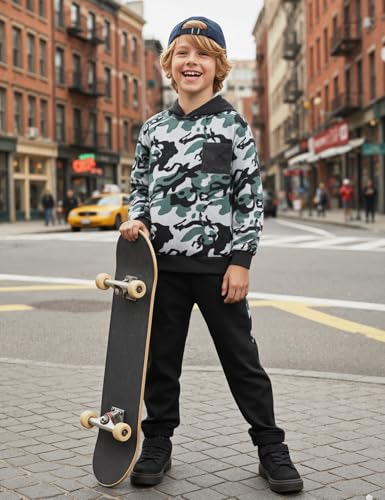 Image of Boys Clothes Fall Winter Outfits Camouflage Long Sleeve Hoodie and Pants 2PC Kids Clothes Boys for 5-14 Years
