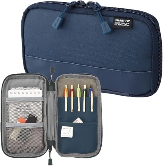 Image of EASTHILL Big Capacity Pencil Pen Case Office College School Large Storage High Capacity Bag Pouch Holder Box Organizer (Cotton, Dark Blue)