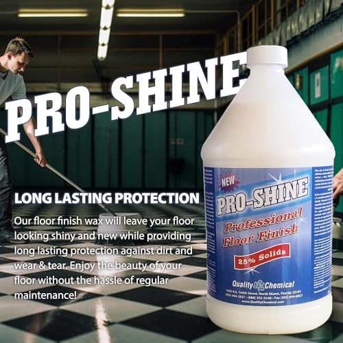Quality Chemical Pro Shine High Solids Commercial Wet-Look Floor Finish Wax - High Shine Floor Cleaner, Future Floor Wax for VCT Tile Floors, Polish & Restorer - 128 oz (Pack of 1)