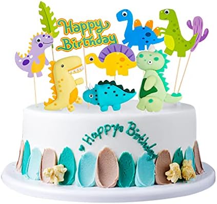 Decorazione torta dinosauro compleanno ragazzo, cake topper dino cupcake topper cake plug cake topper stuzzicadenti set per 1.2.3.4.5.6.7.8.9 anni baby bambini ragazzi ragazzi decorazione festa