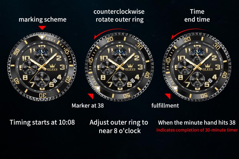 Image of OLEVS Watches for Men Stainless Steel Dress Men Watch with Date Big Face Chronograph Waterproof Luxury Fashion Watch Blue /Black /Gold /Green /Silver Face Relojes para Hombres