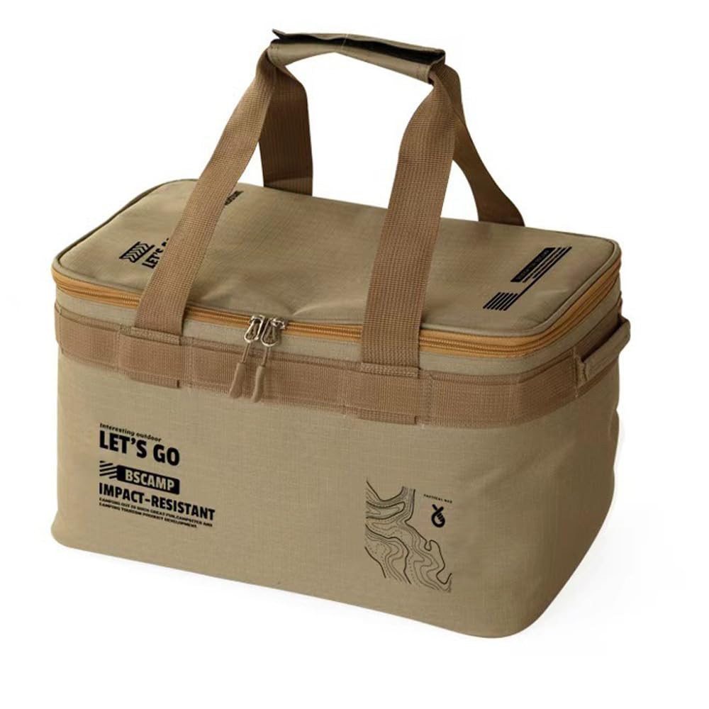 Hosoncovy 22L Outdoor Camping Gas Tank Storage Bag, Cooking Utensils Cookware Grill Gadgets Carry Bag Organizer for Travel Picnic Barbecue (Khaki)