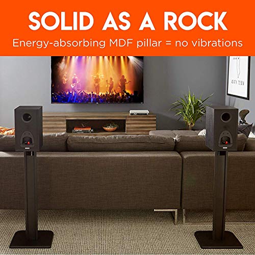 ECHOGEAR Universal Floor Speaker Stands - Vibration-Absorbing MDF Design Works with Klipsch, Polk, JBL & Other Bookshelf Speakers Or Studio Monitors - Includes Sound Iso Pads & Carpet Spikes - Image 4