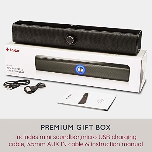 Soundbar PC Bluetooth, Mini Casse Sound Bar per TV 20W Portatile Alimentazione USB con True Wireless Pairing (TWS) Stereo, Compatibile TV, Desktop, Laptop, Computer, Notebook