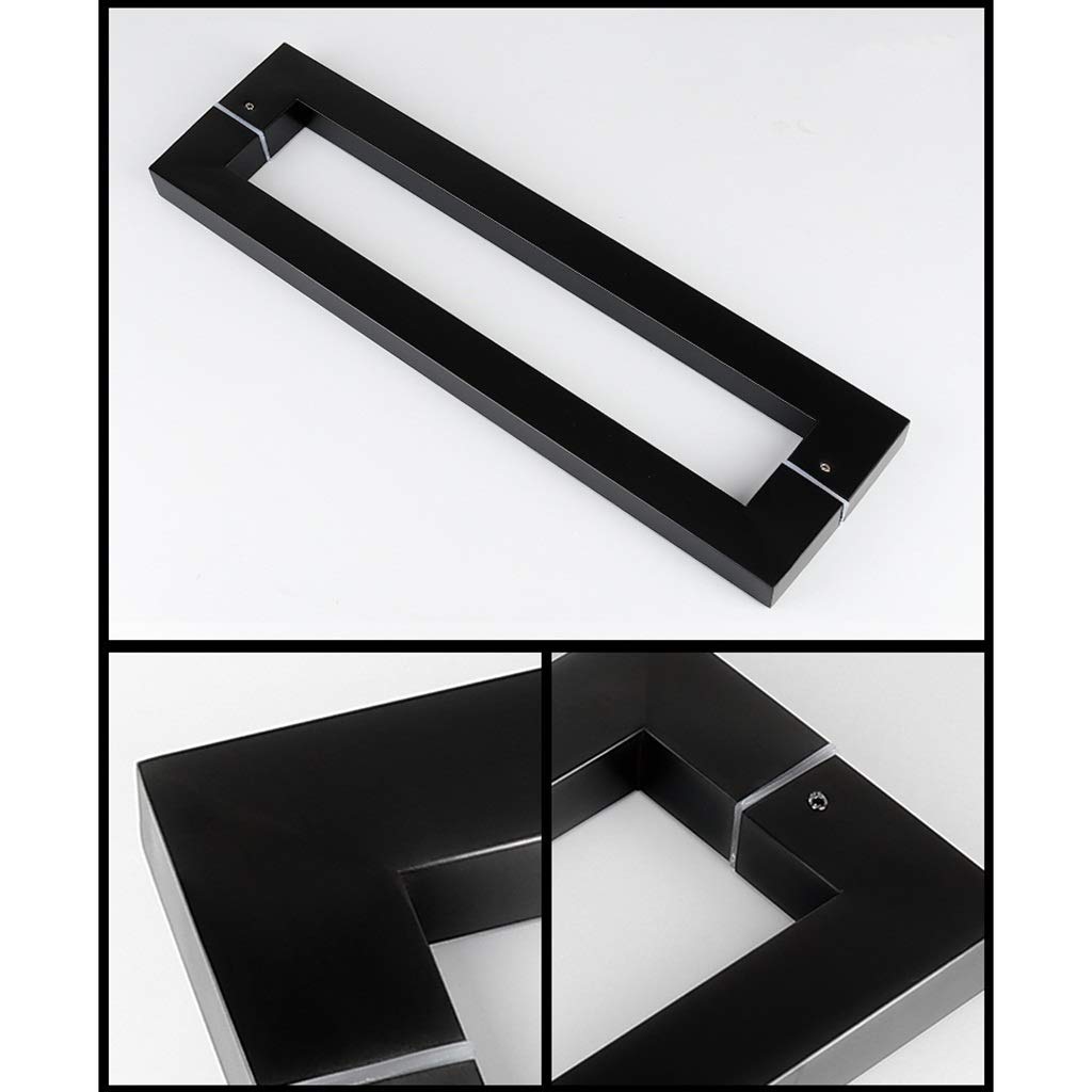 Manija de puerta de vaivén comercial de tubo cuadrado de acero inoxidable negro, manija de puerta de vidrio/madera - 5 longitudes